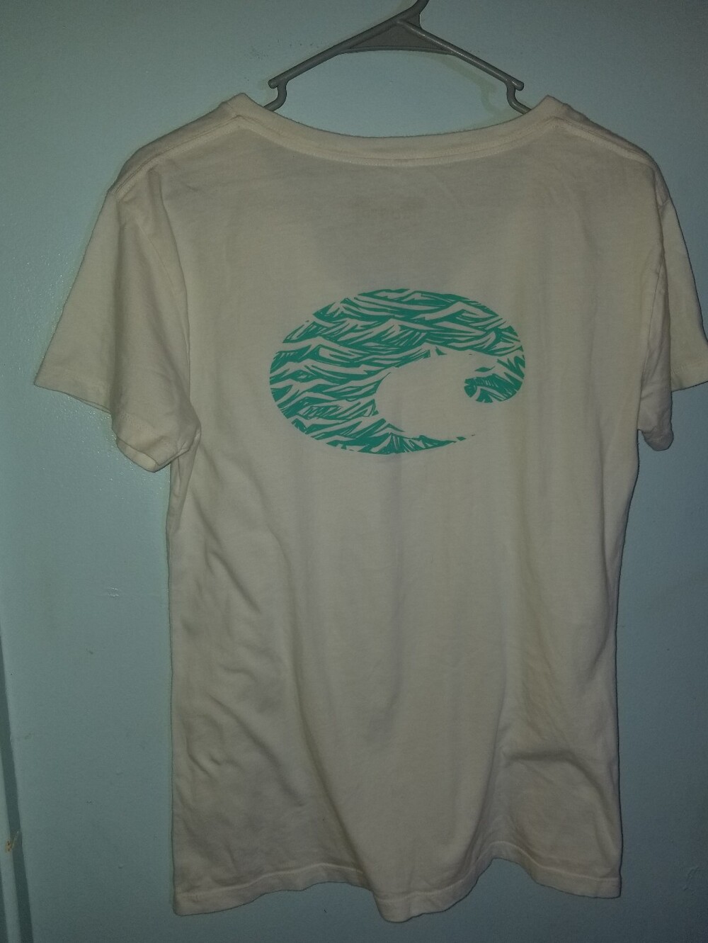 Costa V-Neck Tee Shirt with Blue Wave Design